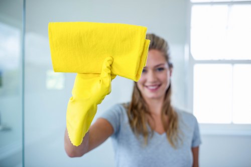 Supervisor monitoring safe cleaning practices on site