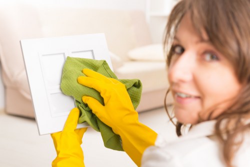 Local deep cleaning team working in an Acton flat